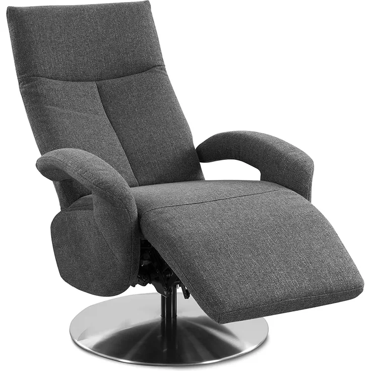 CAVADORE TV-Sessel Tirol / Fernsehsessel mit manuell verstellbarer Relaxfunktion / 74 x 112 x 82 / Strukturstoff: Grau