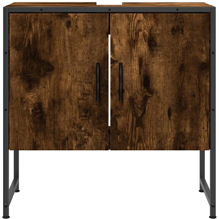 Waschbeckenunterschrank, Unterschrank Räuchereiche 60x33x60 cm Holzwerkstoff – Bild 5