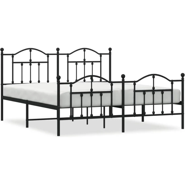 vidaXL Metallbett ohne Matratze mit Fußteil Schwarz 160x200 cm 353460 – Bild 9