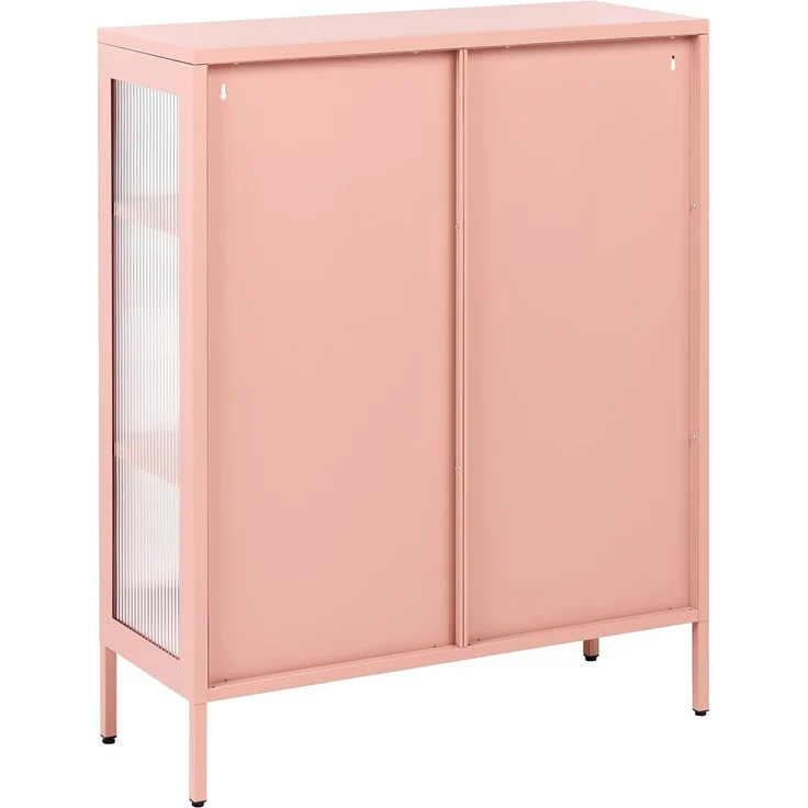 Vitrine mit Glastüren HARLYN 90 cm Metall Pfirsichrosa – Bild 6