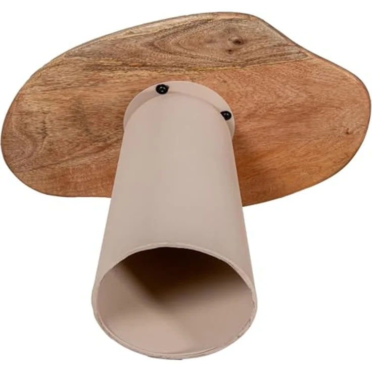 DRW Set mit 2 Beistelltischen aus Holz und Metallsockel in Natur und Beige, 60 x 40 x 40 cm – Bild 3