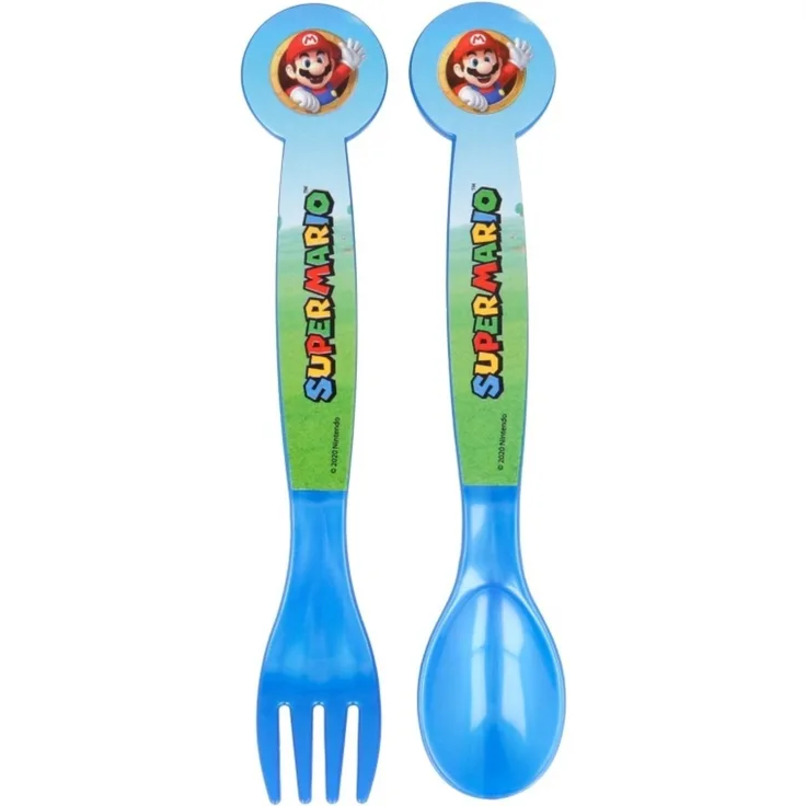 Super Mario Kinderbesteck Löffel und Gabel für Kinder