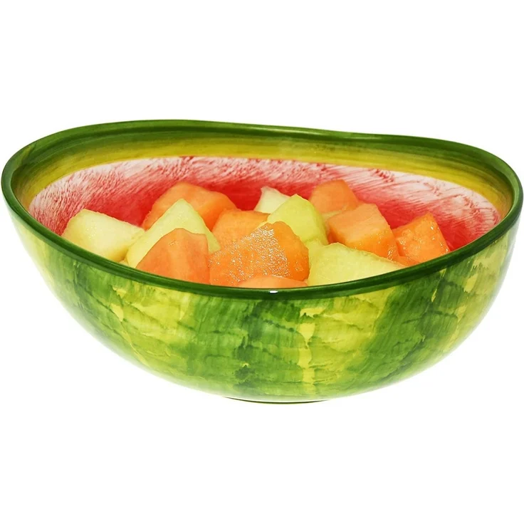 Lashuma Salatschüssel Melone, Keramik, (1-tlg), Handbemalte Servierschale in Melonen Optik Ø 25 cm – Bild 2