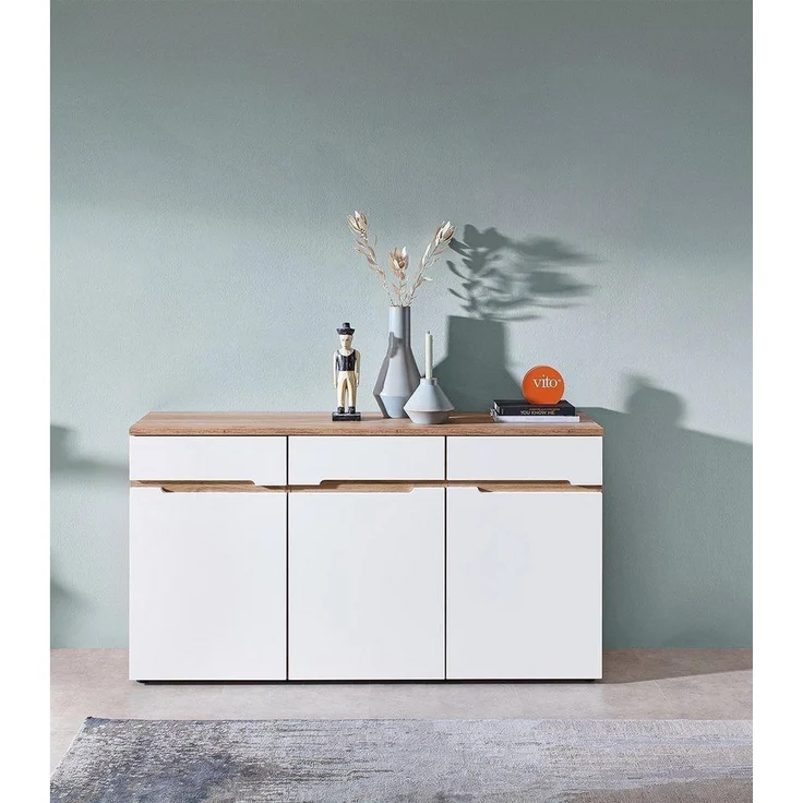 Kommode vito Clyde, Holzwerkstoff, Weiß, Holzfarben, 150 x 82 x 38 cm – Bild 2