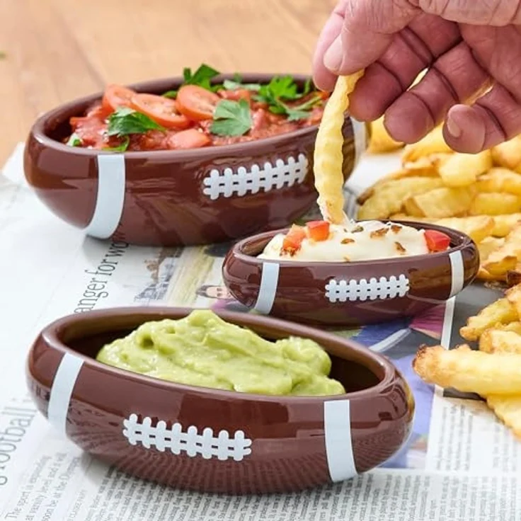 40YARDS Snackschale American Football Snack- & Dipschalen / Schüsseln, Keramik, (3 kleine Schalen: 16, 13, 10 cm) – Bild 3