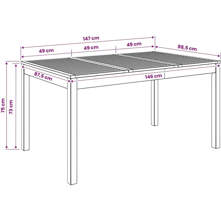 vidaXL Gartentisch LAREN Weiß gewaschen 147 x 88,5 x 75 cm 901715 – Bild 8