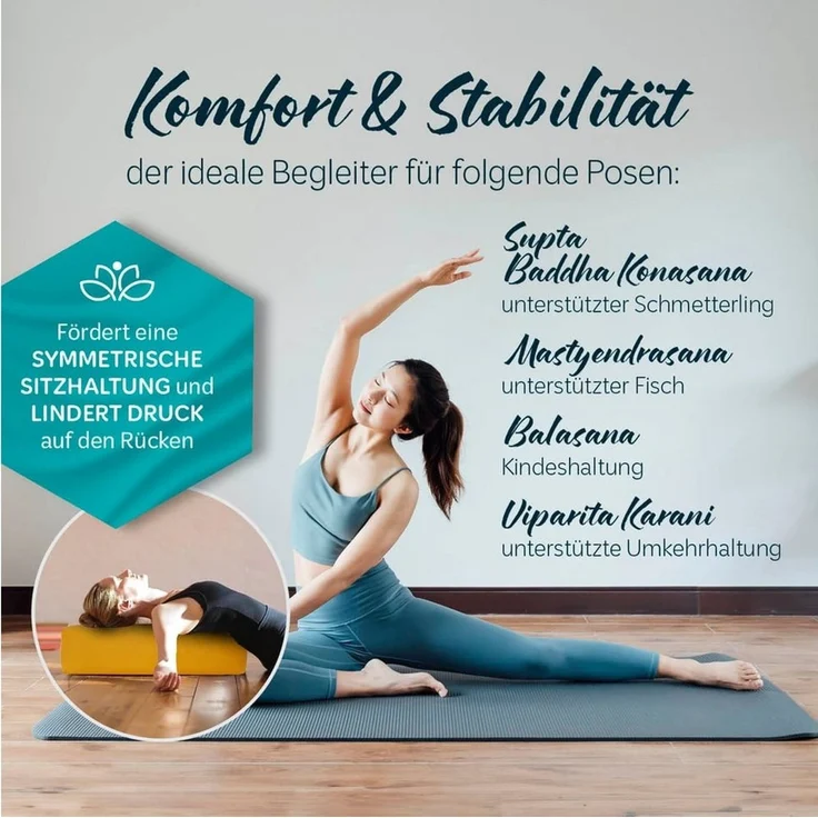 #DoYourYoga Yogakissen Yoga Bolster Paravati, gefüllt mit Bio-Buchweizenschalen,Yogakissen 67x22x13cm – Bild 3