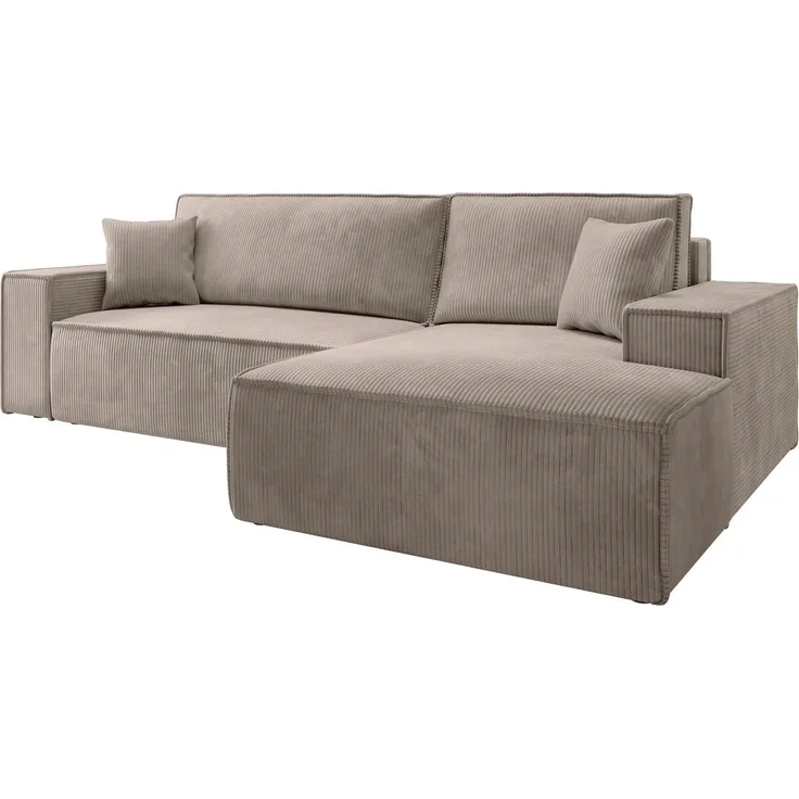 Selsey 'Farese ' Ecksofa mit Cordbezug, Schlaffunktion und Stauraum, Beige, rechts