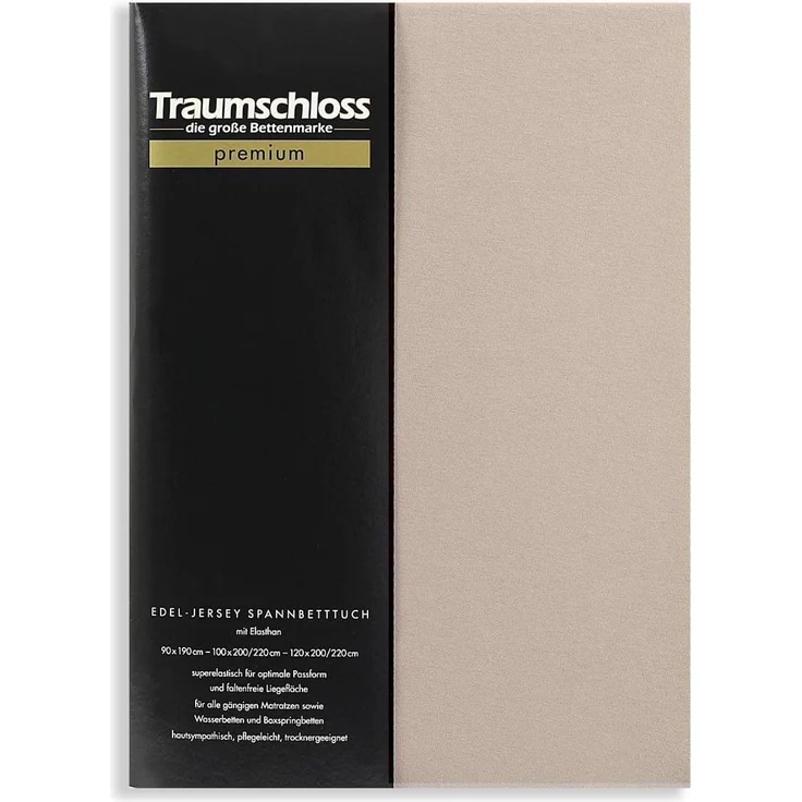 Traumschloss Premium Edel-Jersey Spannbettlaken stein 140-160x200-220 – Bild 1