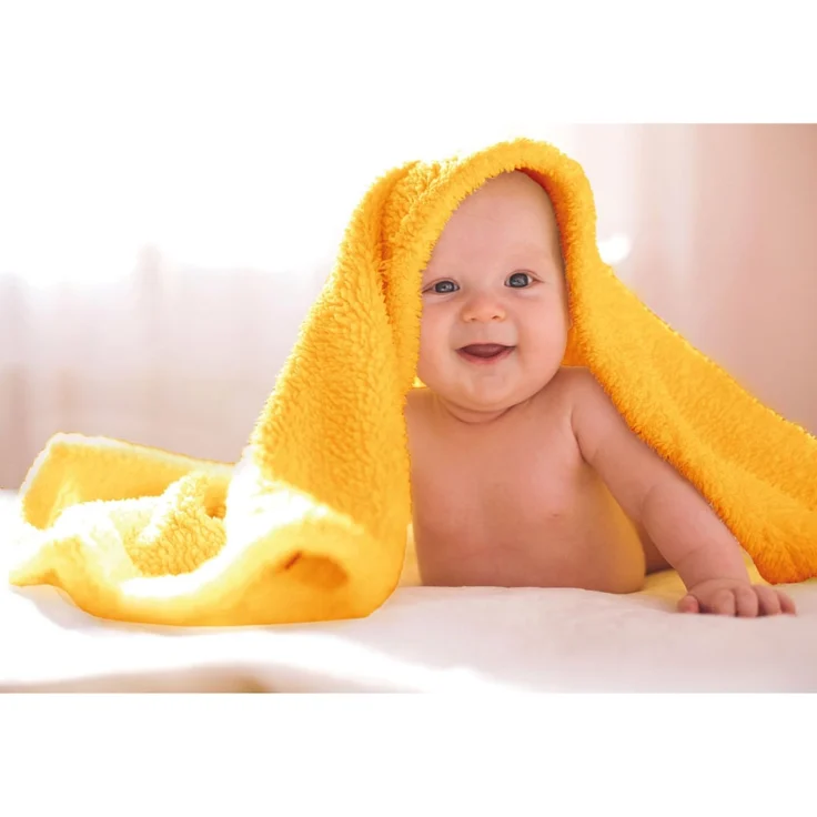 Babydecke Mikrofaser HS hellorange - marigold 60x80 cm – Bild 7