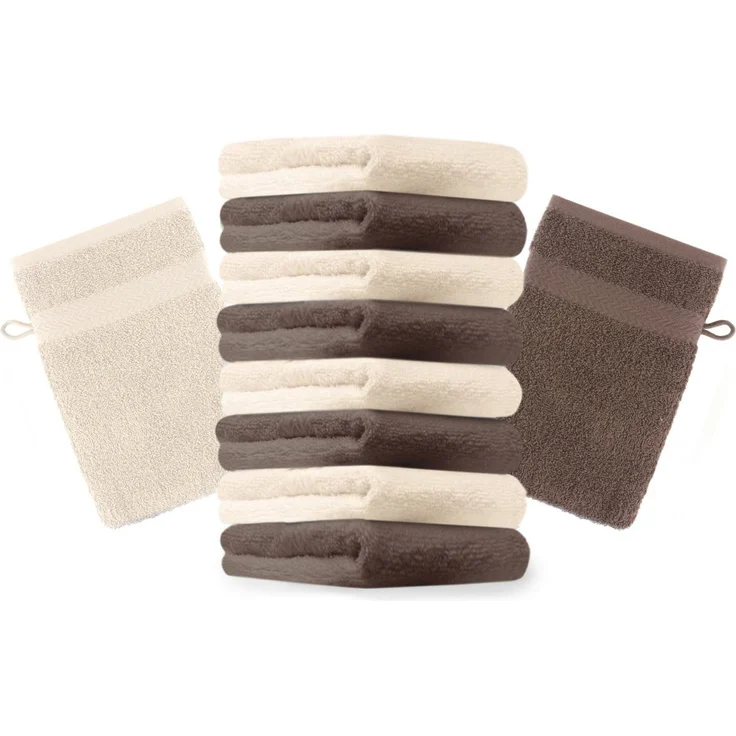 Betz Waschhandschuh 10 Stück Premium 16x21 cm Farbe nussbraun und beige, (Set, 10-St) – Bild 5