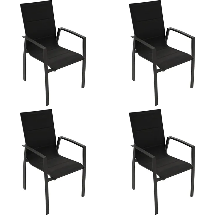 DEGAMO Gartenstuhl FARO (4 St), Alu anthrazit, Gewebe schwarz, wetterfest