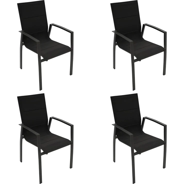 DEGAMO Gartenstuhl FARO (4 St), Alu anthrazit, Gewebe schwarz, wetterfest