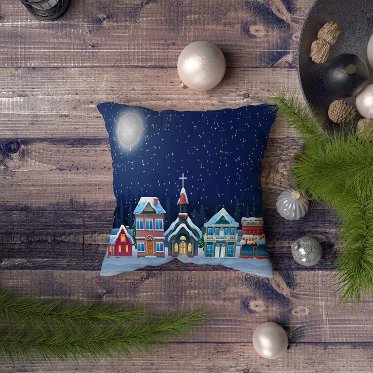 Evila Originals 'NYXMAS089' Kissenbezug, Mehrfarbig, 43 x 43 cm
