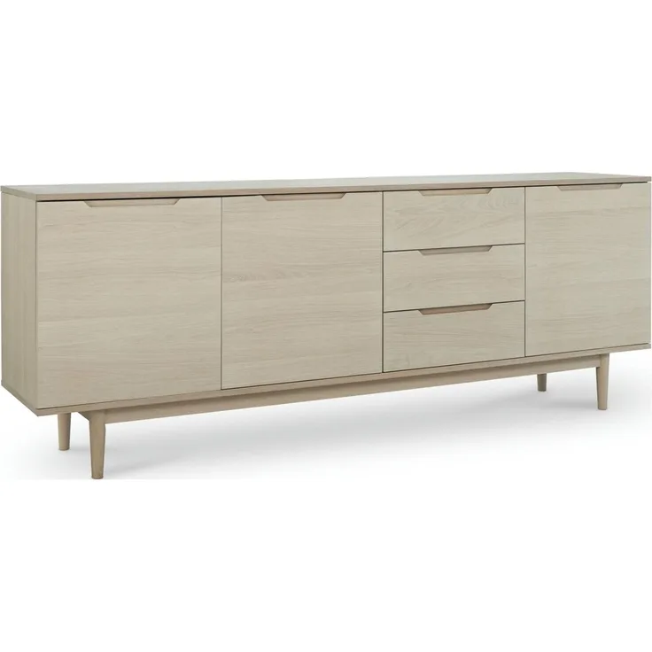 Sideboard Enimeta Eiche Whitewash 213 cm - 3 Türen, 3 Schubladen & Soft-Close