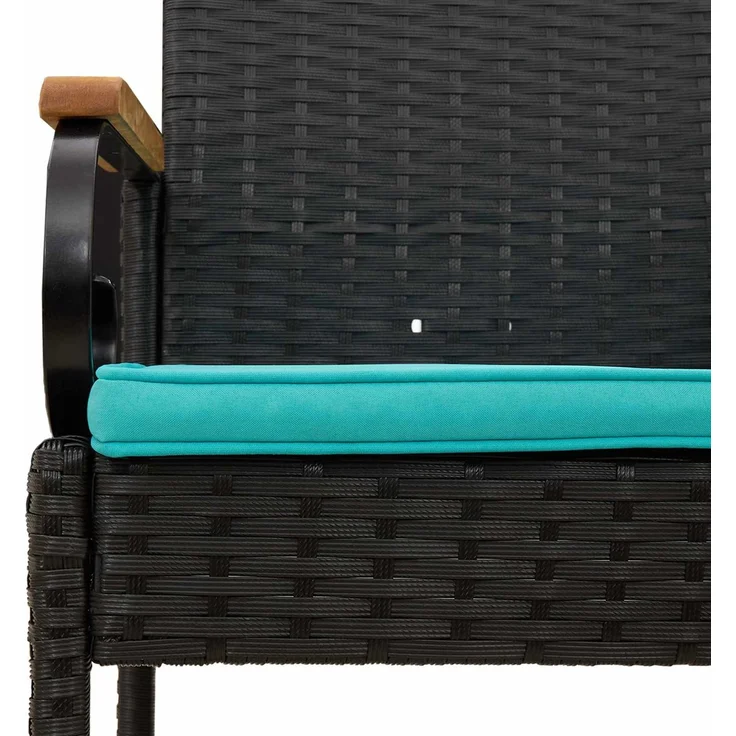 vidaXL Gartenstühle 4 Stk. Schwarz und Türkis Poly-Rattan und Akazie 42025889 – Bild 10