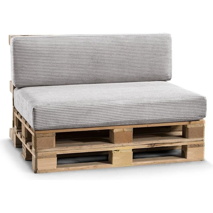 Gutekissen® Palettenkissen Gerippte Kissen, Palettenauflagen Sitzkissen Rückenlehne Gerippt PFL (Set (Sitzkissen 120x80 +Rückenlehne 120x40), Hellgrau)