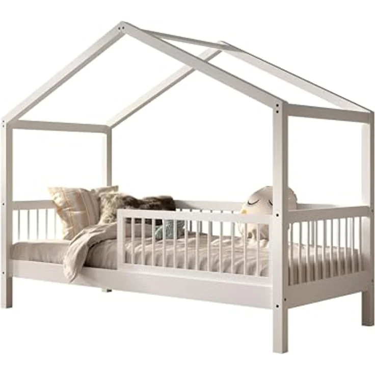 Hausbett >Buche Massiv< in Buche massiv weiß lackiert - 207,5x170x97,5 (BxHxT) – Bild 1