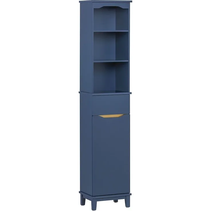 SoBuy BZR112-B Badezimmer-Hochschrank, MDF, Lackiert, Dunkelblau, 30 x 180 x 30 cm