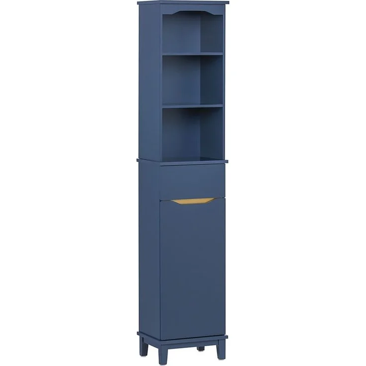 SoBuy BZR112-B Badezimmer-Hochschrank, MDF, Lackiert, Dunkelblau, 30 x 180 x 30 cm – Bild 1