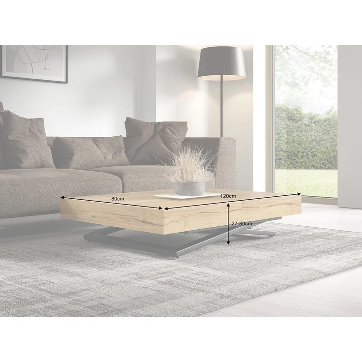 S-Style Möbel Couchtisch und Esstisch Elano mit schwarzen Metallfüßen, Hochwertige, pflegeleichte und langlebige Halifax-Eichenplatte – Bild 2