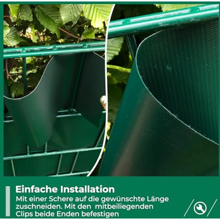 Sichtschutzstreifen Zaun 35 m x 19 cm inkl. 20 Clips, Sichtschutz Zaunfolie PVC Sichtschutzstreifen Doppelstabmatten für Gartenzaun, Balkon/Diverse Farben-2PCS – Bild 4
