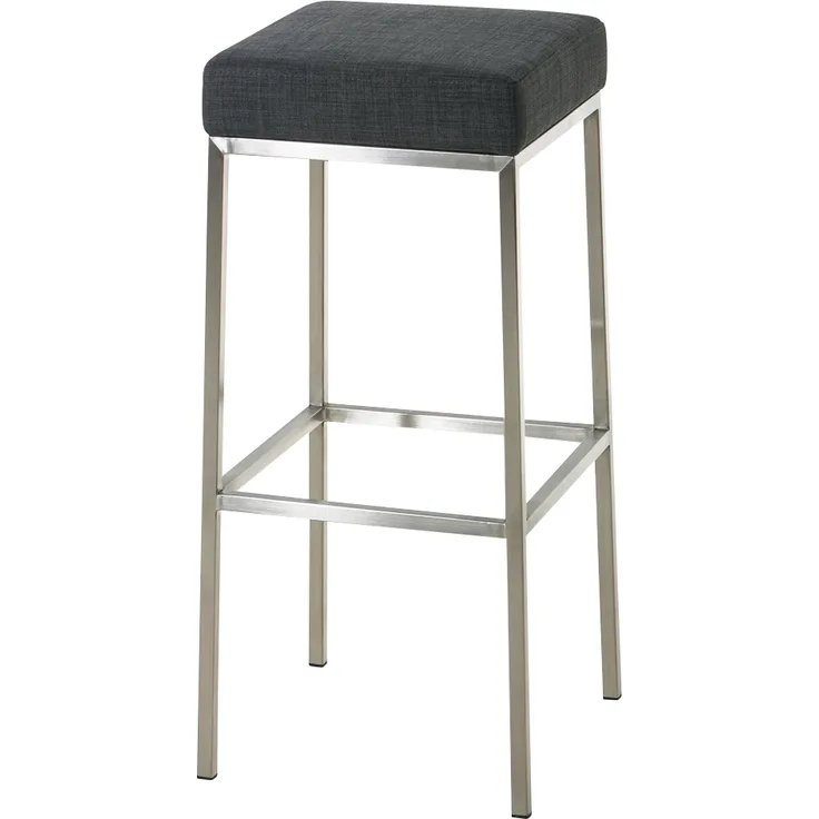 Barhocker BIDAN - Stoff Dunkelgrau 37x37x85 cm | Barstuhl Mit Lehne Tresenhocker Tresenstuhl Kneipenhocker Kneipenstuhl