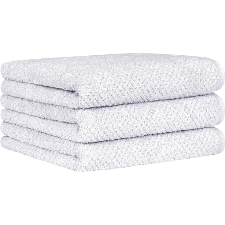 CAWÖ Handtuch, 3er Pack - Pure, Walkfrottier, Struktur-Design, Baumwolle, einfarbig Hellgrau 50x100cm