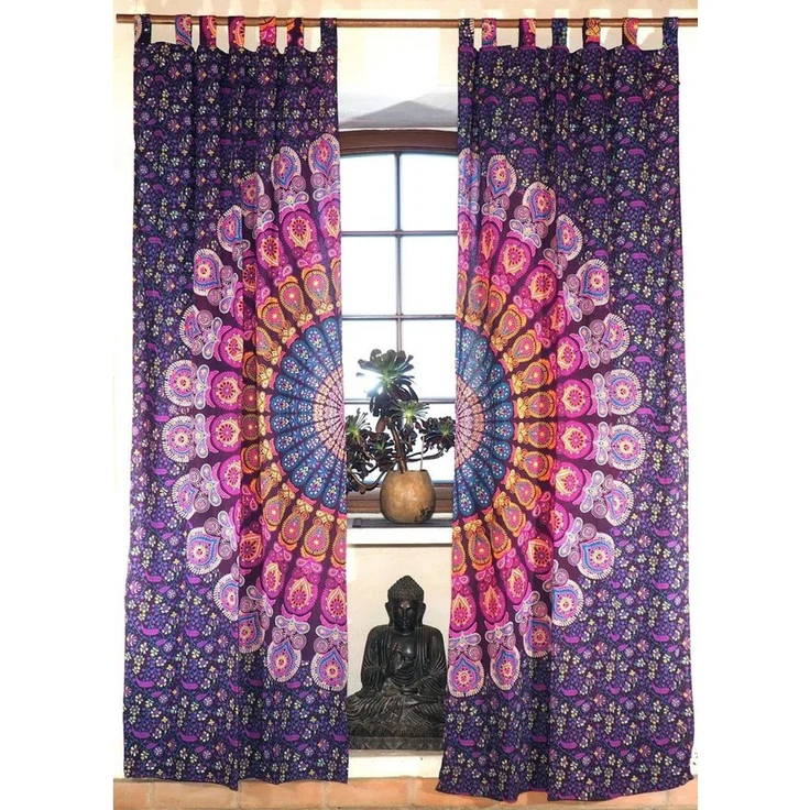 Guru-Shop Vorhang Boho Vorhänge, Gardine (1 Paar) mit Schlaufen,..