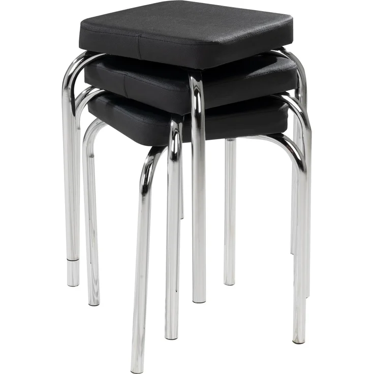 HAKU Sitzhocker Stapelhocker PIK, 4er Set, Schwarz, Kunstleder, stapelbar – Bild 4
