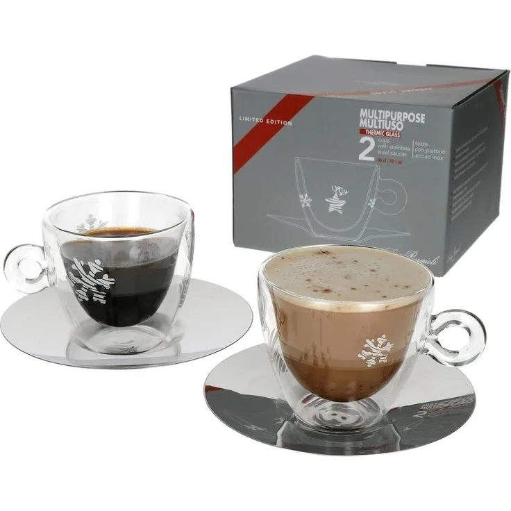 Weihnachtstasse Kaffee Tee Cappuccino Tasse Thermo Glastasse Luigi Bormioli Groß_300ml
