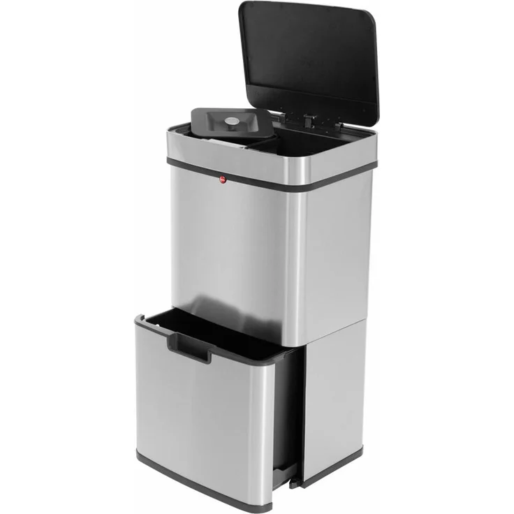 Hailo Mülltrennsystem mit Sensor Öko Vario XL, Tret-Mülleimer, Abfalltrenner, Abfalleimer, Edelstahl, 25 + 25 + 4 L, 0656-001 – Bild 9