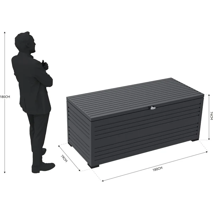Weide Gartenbox | 100% Aluminium | Aufbewahrungsbox 1015 L | Outdoor Box mit Deckel | 180 x 74 x 79 cm – Bild 5