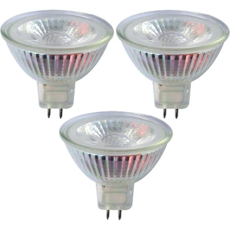 TRANGO LED-Leuchtmittel, 3er Set MR16-NT3 LED Leuchtmittel mit MR16 Fassung zum Austausch herkömmlicher Halogen Leuchtmittel MR16 I GU5.3 I G4 12 Volt 3000K, 3 St, Glühlampe, Reflektor Lampe, LED Birnen