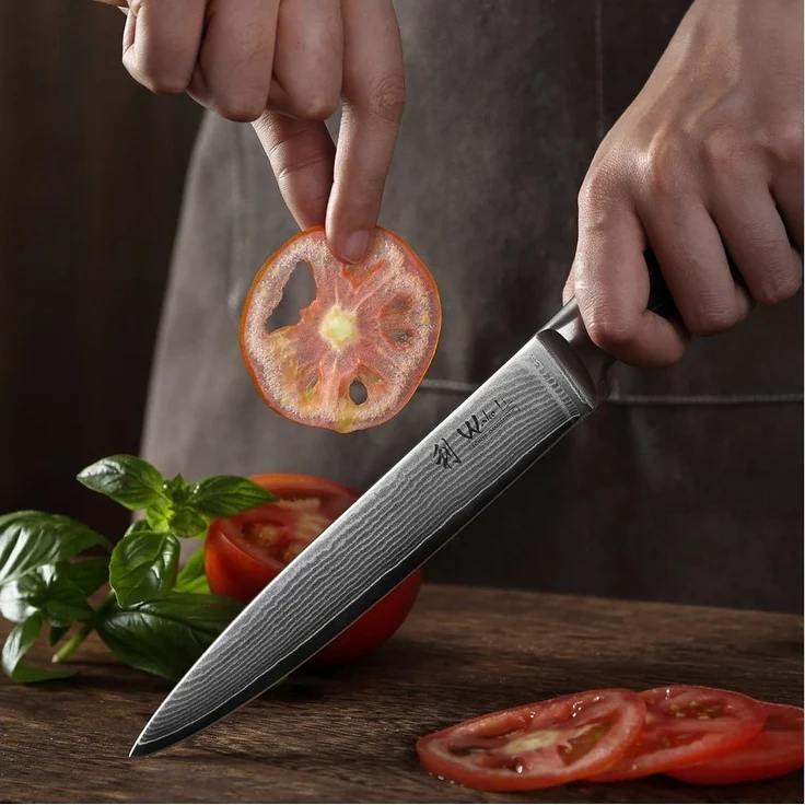 Wakoli Fleischmesser EDIB Damast Tranchiermesser I Kochmesser Küchenmesser I 18cm Klinge, VG10 Kern, 67 Lagen Damaststahl, Pakkaholzgriff, inkl. Geschenkbox – Bild 2