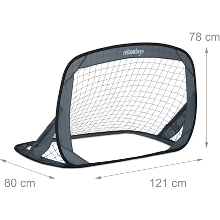 Relaxdays Pop Up Tore 2er Set, Faltbare Fußballtore für den Garten, Kindertore mit Tasche, HxBxT: 78 x 121 x 80 cm, grau – Bild 4