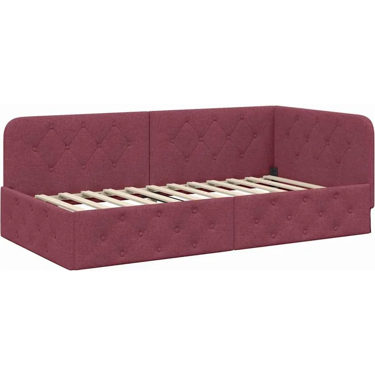 vidaXL Eckbettgestell Weinrot 100 x 200 cm Stoff 3394056 – Bild 5