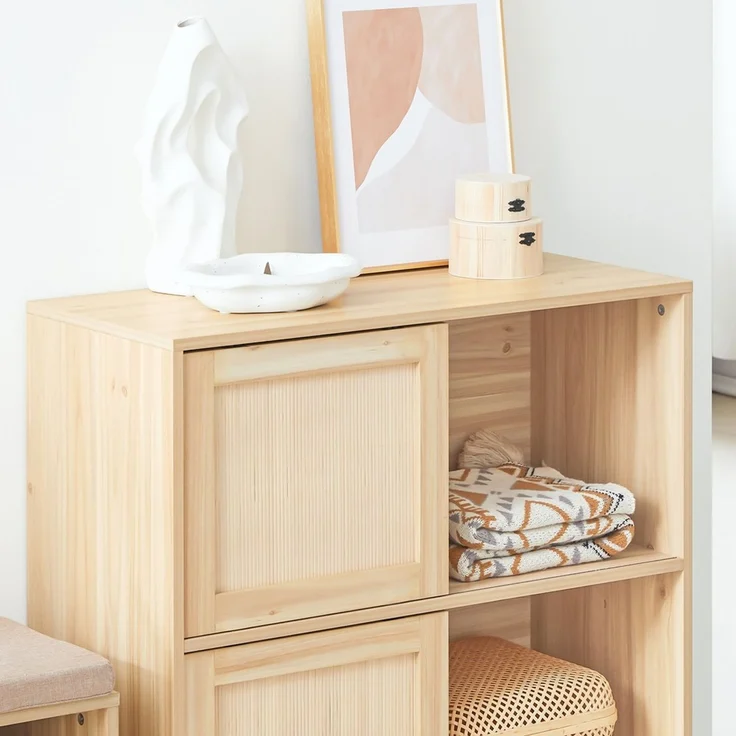 SoBuy FSB87-N Sideboard, MDF, Papierfurnier, Natur, 80 x 87 x 35 cm – Bild 6