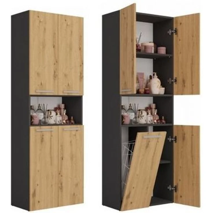 ibonto Hochschrank Badezimmerhochschrank Platzsparendes Aufbewahrungswunder – Bild 4