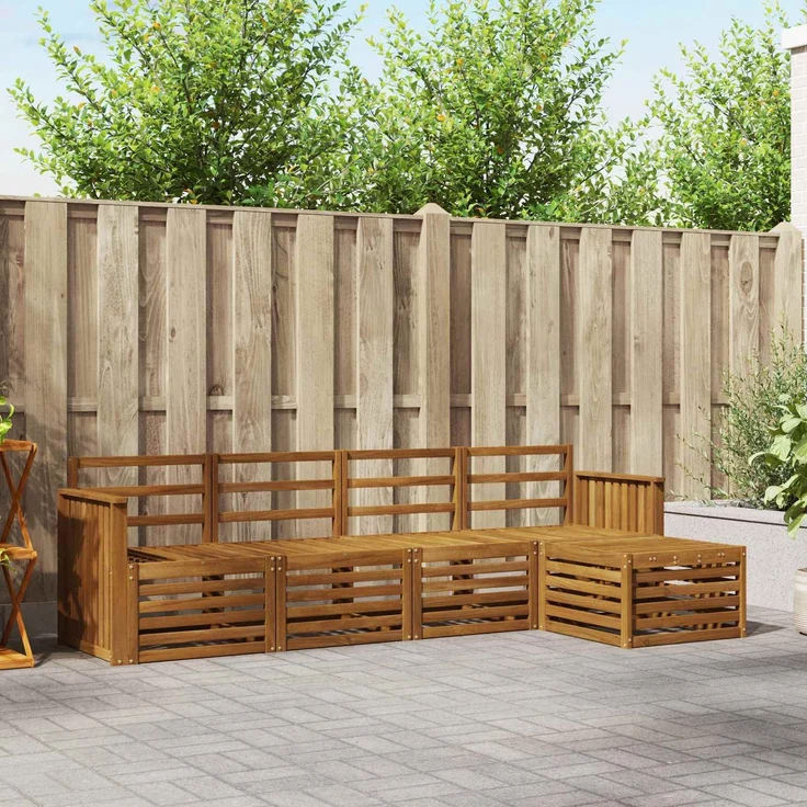 vidaXL Outdoor-Sofagarnitur 5 stk. 5-Sitzer Natur Massivholz Akazie 3374644 – Bild 1