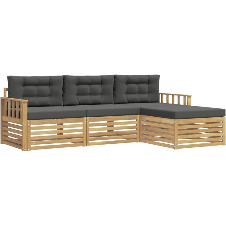 vidaXL Outdoor-Sofagarnitur 4 stk. 4-Sitzer Weiß und Anthrazit 3390277 – Bild 2