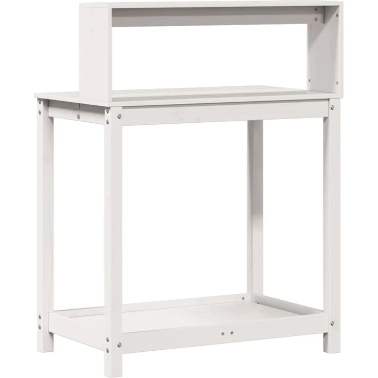 vidaXL Pflanztisch mit Ablagen Weiß 82,5 x 50 x 109,5 cm Massivholz Kiefer 832408 – Bild 3