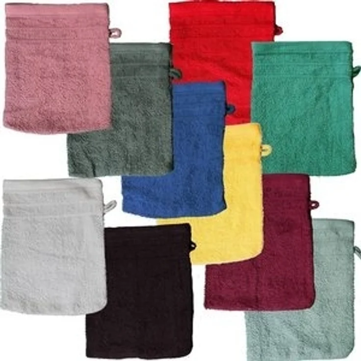 KH-Haushaltshandel Waschhandschuh Waschhandschuh Frottier, versch. Farben sortiert, 100%Baumwolle (Sparset, 20-tlg, 20-tlg), Aufhängekordel – Bild 4