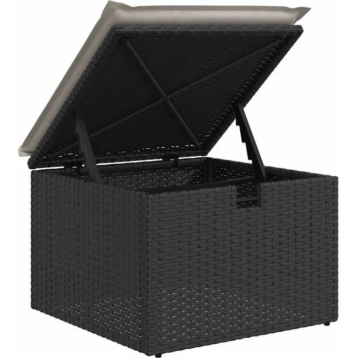 vidaXL 4-tlg. Garten-Sofagarnitur mit Kissen Schwarz Poly Rattan 3325948 – Bild 7
