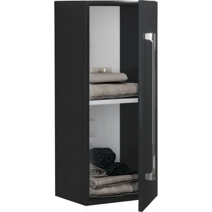 VCM Badmöbel Midischrank Badinos 914886 Schwarz H. 75 x B. 33 x T. 22 cm