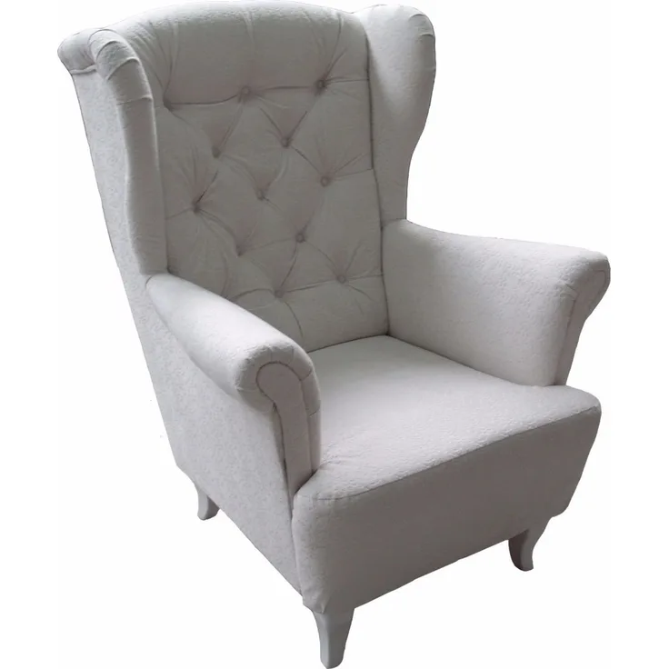 Sessel Ohrensessel Wohnzimmersessel - Orlando - Webstoff Weiss