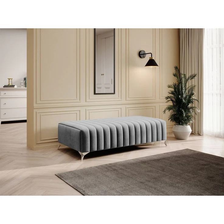 Polsterhocker Designerhocker Hocker ELENI Stoff Monolith Hellgrau – Bild 1