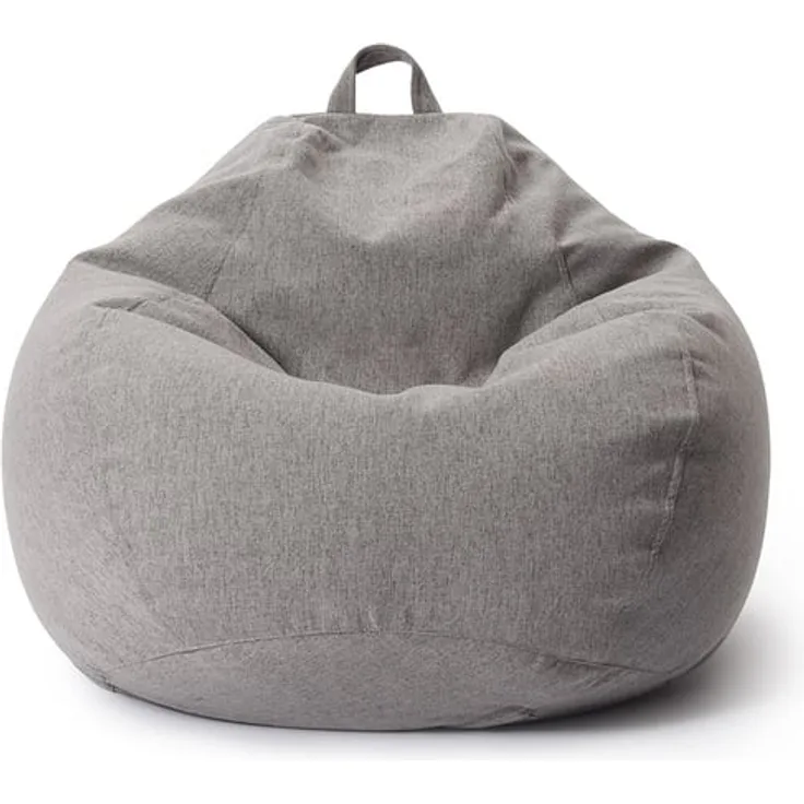 Lumaland Comfort Line Sitzsack Indoor, EPS Perlen Füllung, M, Hellgrau, 70 x 80 x 50 cm, 120 l