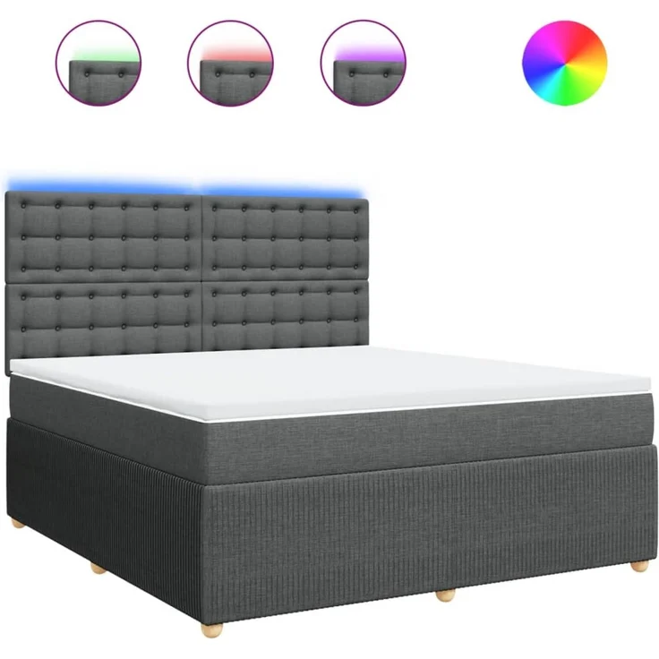 vidaXL Boxspringbett mit Matratze Dunkelgrau 180x200 cm Stoff 3294450 – Bild 2