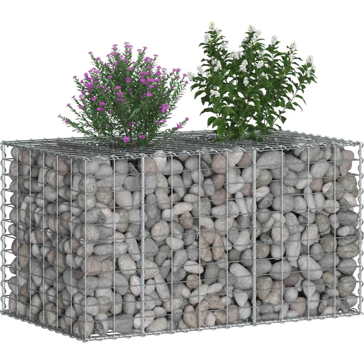 vidaXL Gabionen-Hochbeet 100 x 60 x 55 cm Verzinkter Stahl Silber 42033321 – Bild 3
